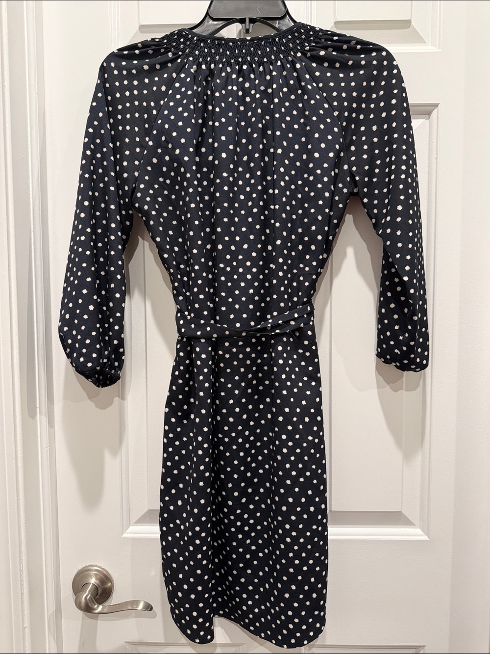 Anthropologie Maeve Navy & White Polka Dot Tie-Waist dress xs - Picture 6 of 8